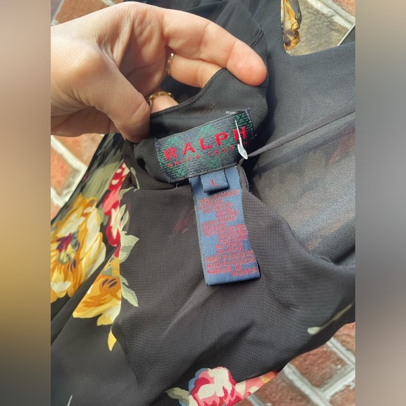 NWT Vintage Ralph Lauren Midi Dress Womens L Fairy Grunge Y2K Floral Goth Long - Picture 9 of 11